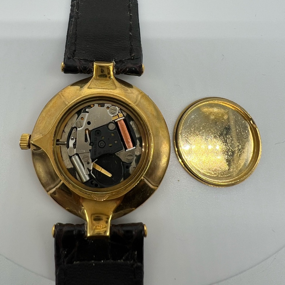HARPER VINTAGE 18K Gold Plated Brown Leather Round Quartz Japan Movement Watch - Picture 8 of 8